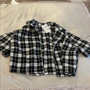 plaid colored cropped shirt